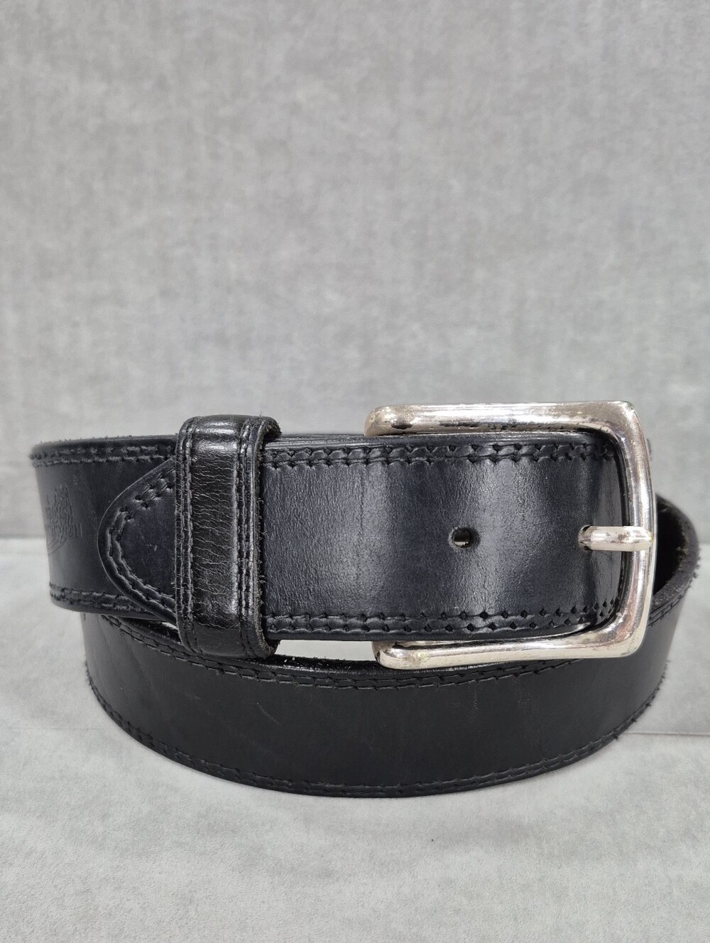 Red Wing Shoes belt men's 32 black leather solid brass silver buckle